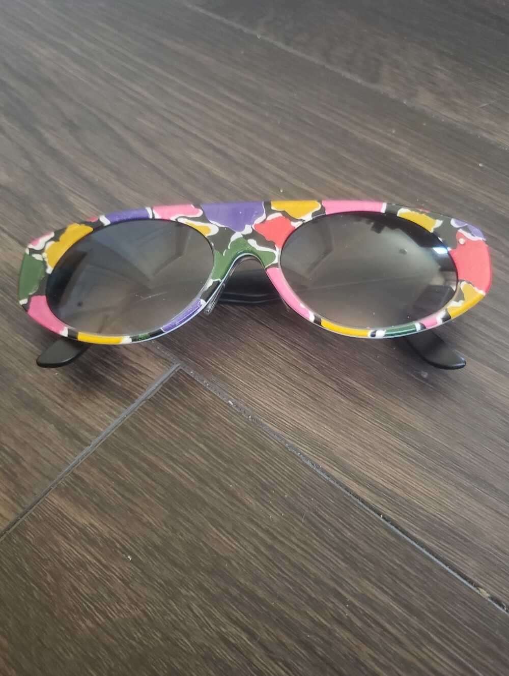 Vintage Swatch Eyes Sunglasses 90s Clip On Floral Colorful Mod Swiss UV 400 Lens